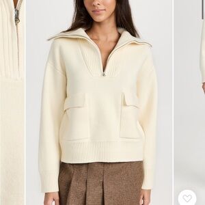 English Factory/Anthropologie Cream Knit Zip-Up Sweater